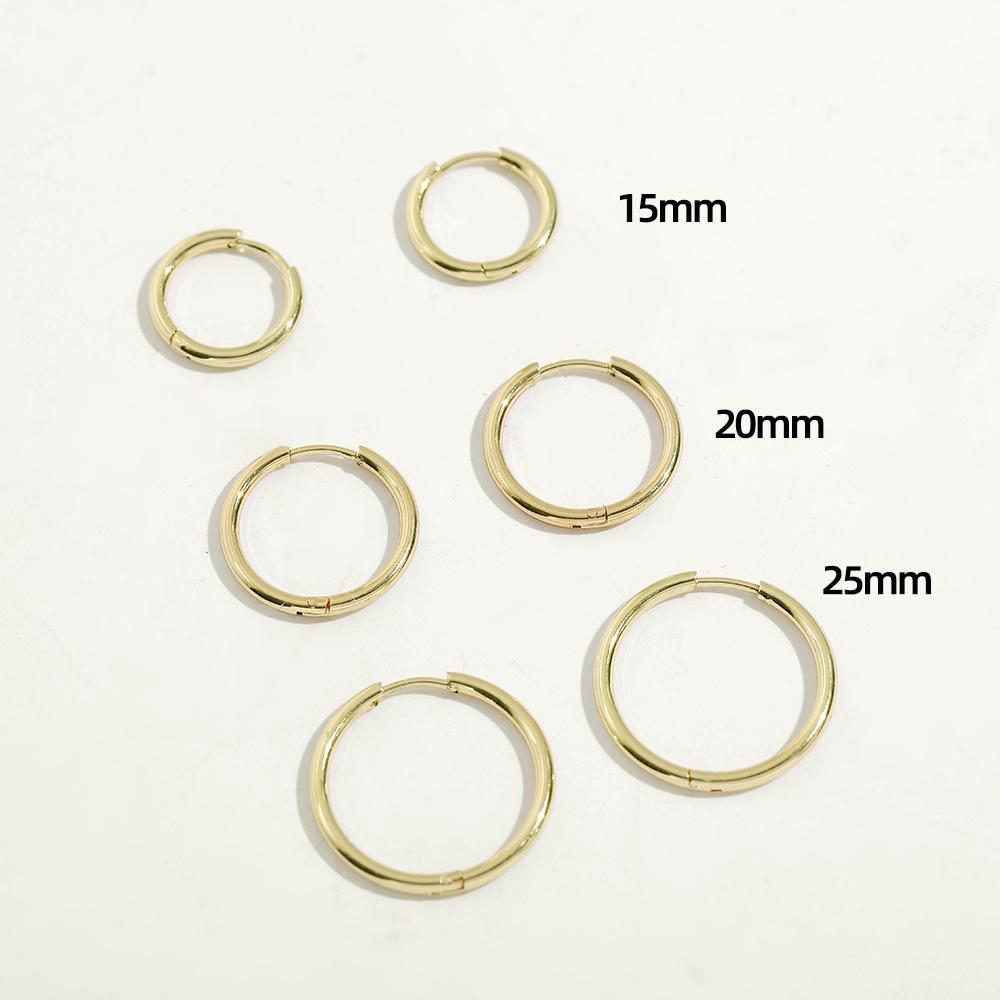 Gold Color Small Hoop Earrings Stainless Steel Circle Round Huggies for Women Men Ear Ring Bone Buckle Fashion Jewelry 25MM