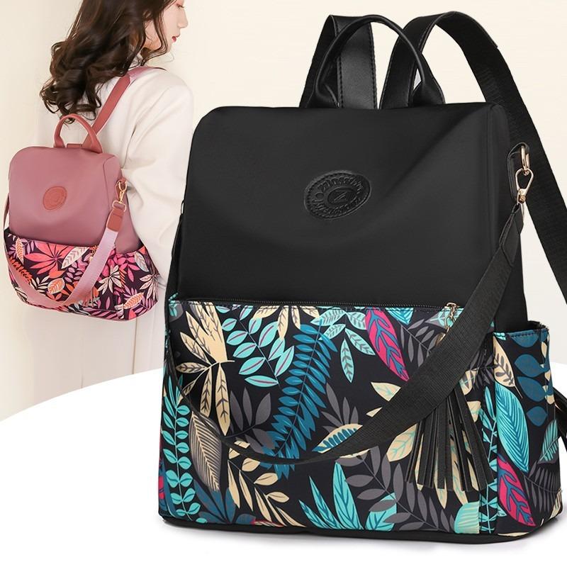 New Nylon Flow Printing Large Capacity Backpack Retro Women's Travel Backpack Wear-resistant Waterproof
