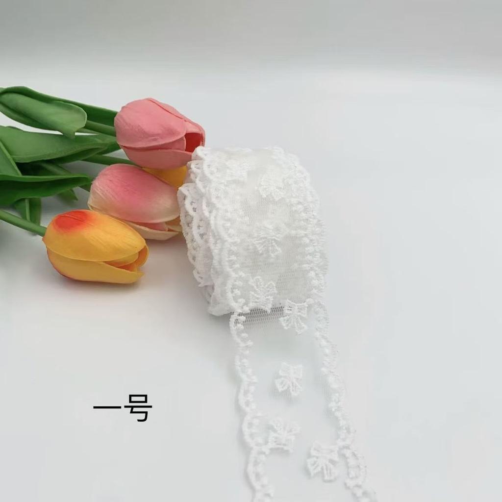 Off White Embroidery Flower Trimmings for Clothing, DIY Sewing Lace Fabrics, Wedding Dresses, Sewing Accessories, 5Yards