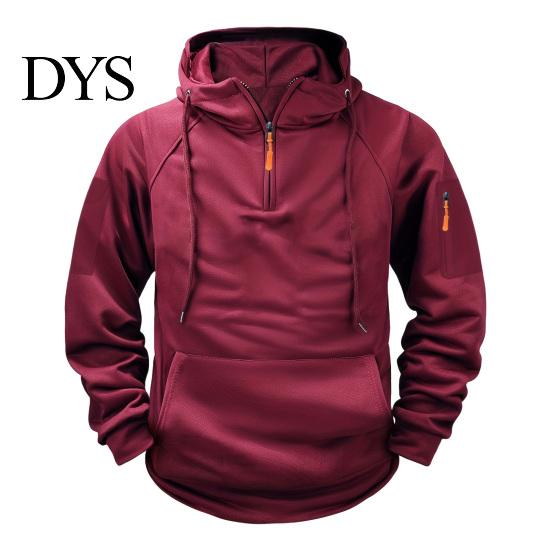 Versatile Active Top for Cycling Men's Quarter Zip Up Hoodies, Long Sleeve Hooded Sweatshirt, Warm Sweatshirt School Daily Wear Casual Fall