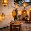 Portacandele in Ferro Battuto Marocchini Lanterna con Design Traforato da Appendere Decorazioni Regalo per Eid Ramadans