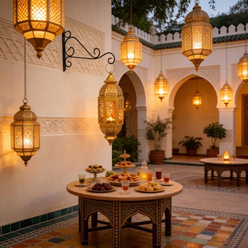 Portacandele in Ferro Battuto Marocchini Lanterna con Design Traforato da Appendere Decorazioni Regalo per Eid Ramadans