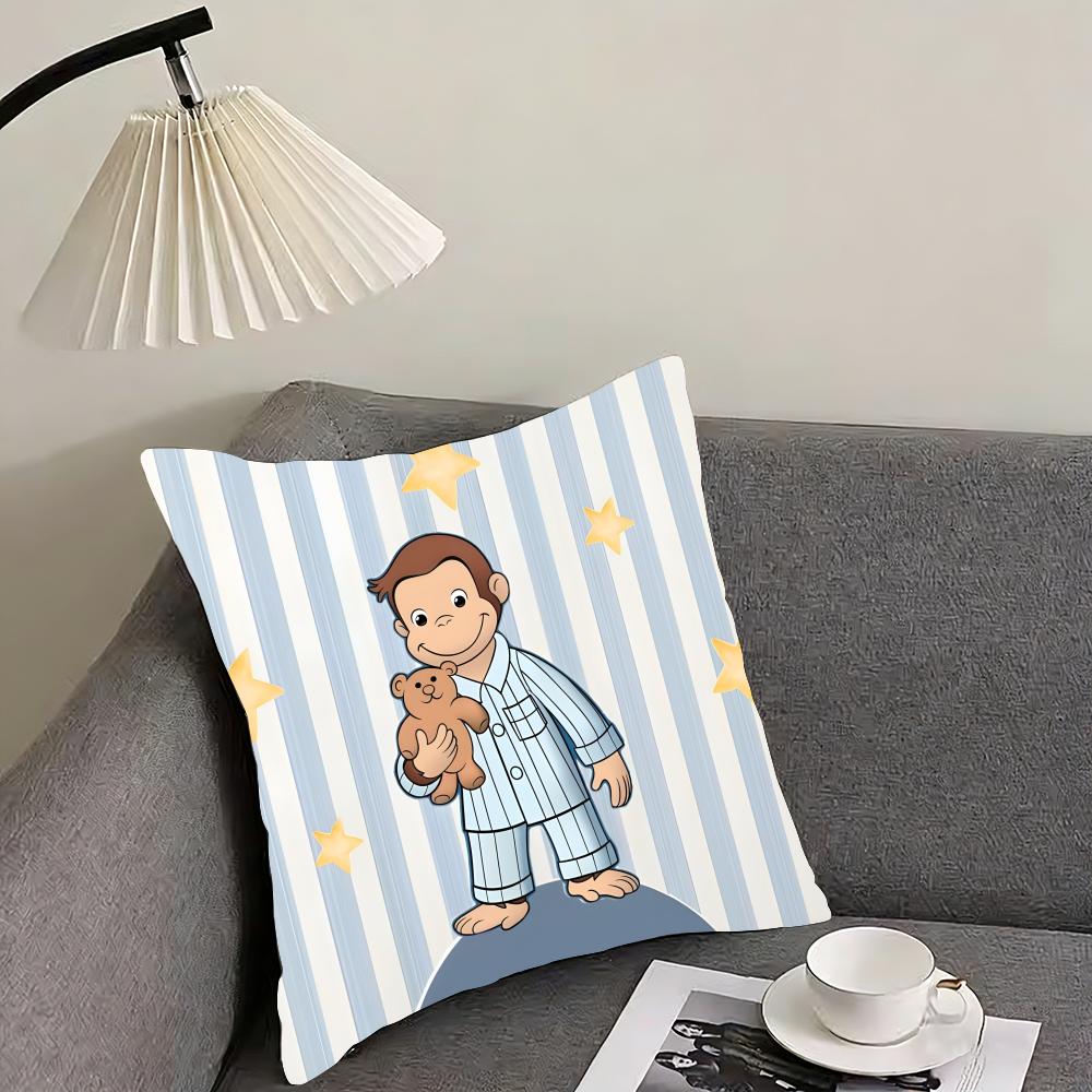 CCurious GGeorge Cartoon Cushion Cover Pillowcase Ultra Soft Skin Friendly Fabric Cloud Like Comfort Concealed Zipper