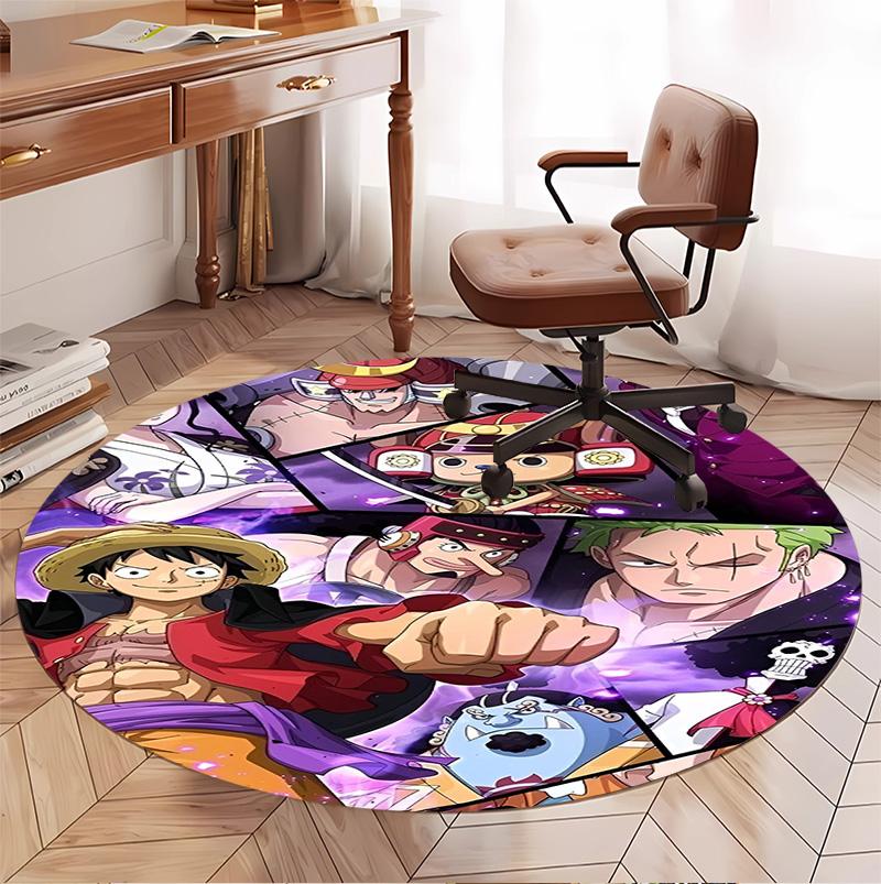 One Piece Pattern Round Rug, Indoor/Outdoor Mat, for Picnic, Gameroom, Bedroom, Office, Living Room, Home Decor Carpet, Birthday Gift