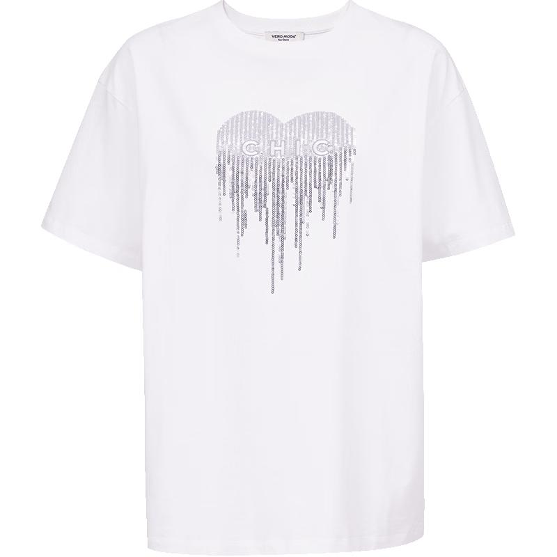 

VEROMODA Women s Sequin Heart Cotton T-shirt XS