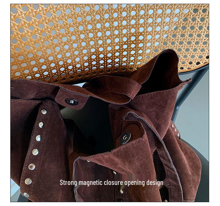 Retro Rivet Soft Surface Large Women's Tote Handbag