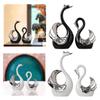 Porcelain Swan Couple Figurines Pair Statues Collectible Craft Table Centerpiece