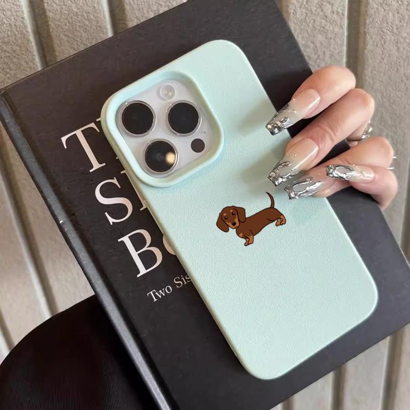 Phone Case For iPhone 11 12 13 14 15 16 17 Pro Max XS X XR 16E 16 Plus 17 Air Minimalist Brown Dachshund Pattern Soft TPU Cover