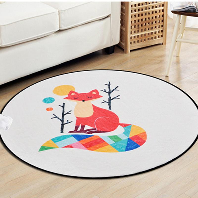 

Напольный коврик для спальни, ковер для детской комнаты, милый декоративный ковер, милый круглый ковер с цветной лисой для детей, детский ковер с рисунком для гостиной 40cm
