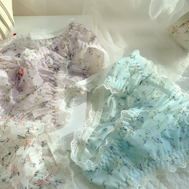 Cute Floral Underwear for Women with Rural Perspective Floral Lace Briefs Pure Cotton Crotch Women's Underwear for Girls Summer Panties