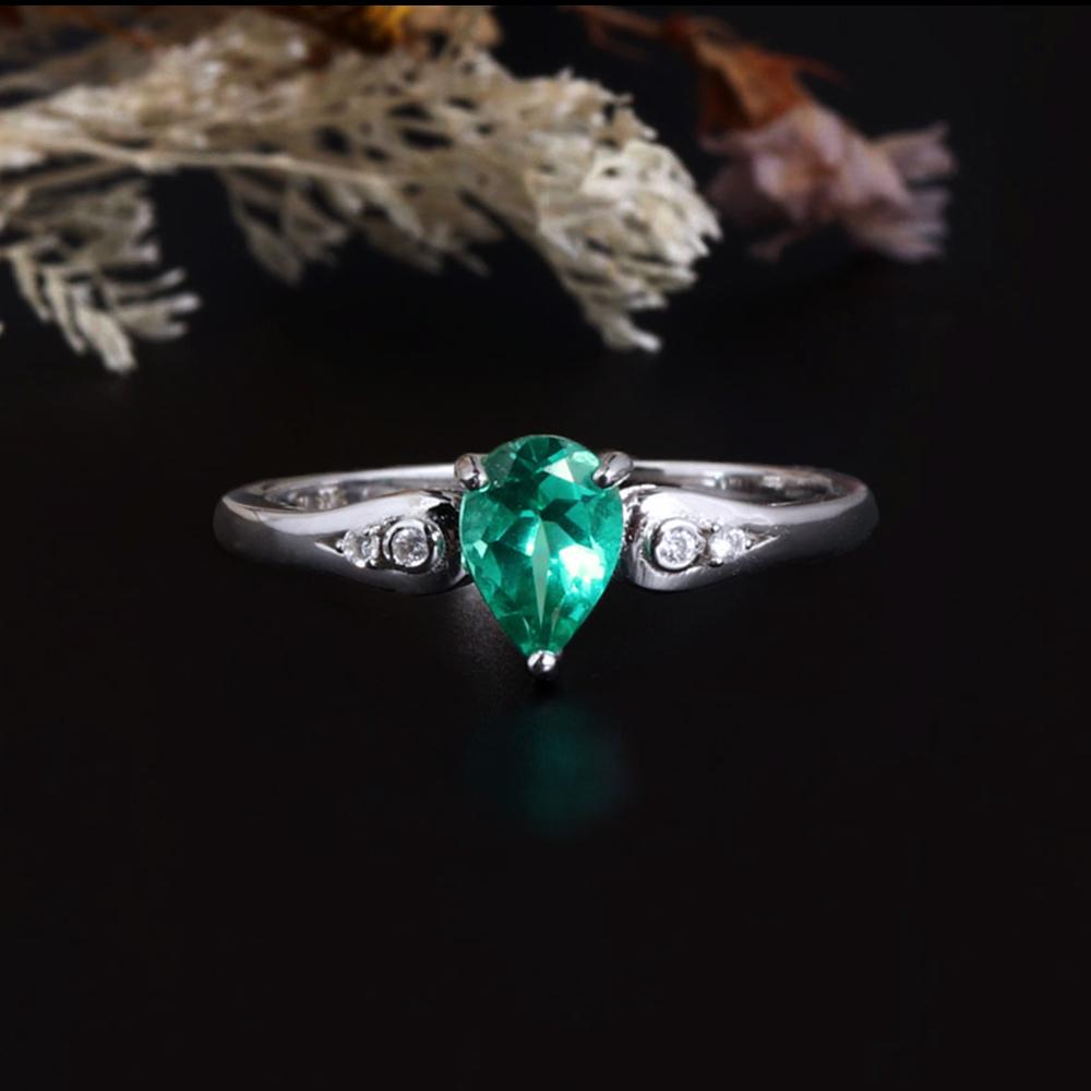 

Простой классический дизайн, кольцо с грушевидным изумрудным нано-камнем 5*7 мм, из стерлингового серебра 925 пробы, изысканное ювелирное изделие для женщин на каждый день US RING SIZE:10# зелёный