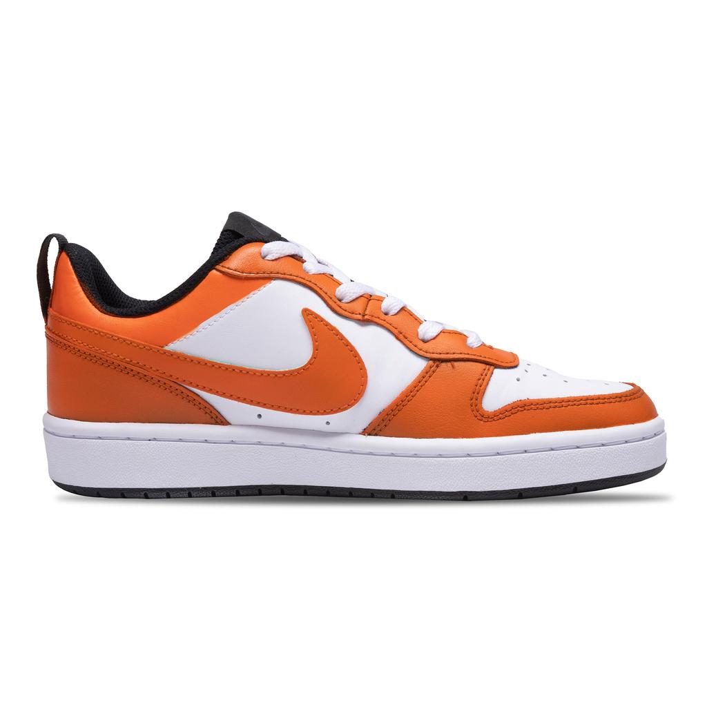 Nike Court Borough Slip Resistant Abrasion Resistant Low top Skateboard Shoes GS White Orange BQ5448-115(Team409-GS)