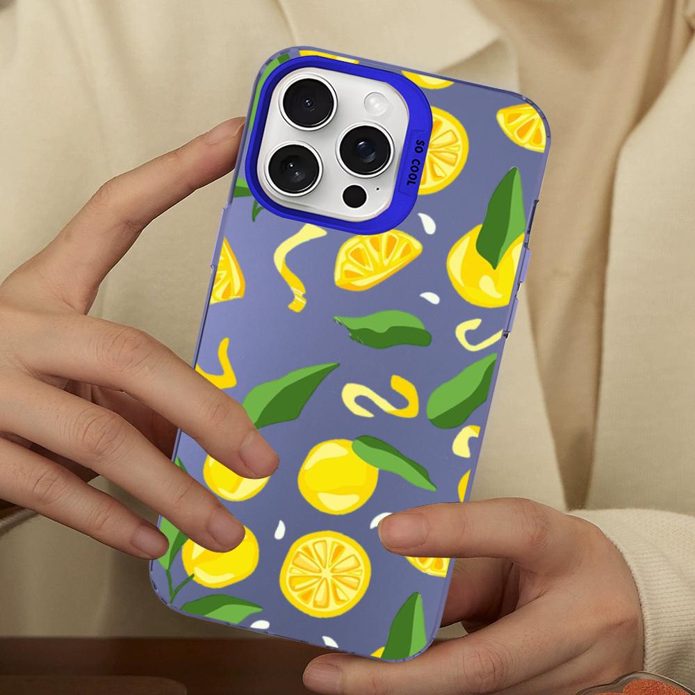 Leaves Fruit Lemon Peach Pomegranate Grape Phone Case For IPhone 16 15 14 13 12 11 Pro Max XSMAX 8 Matte Shockproof Back Cover