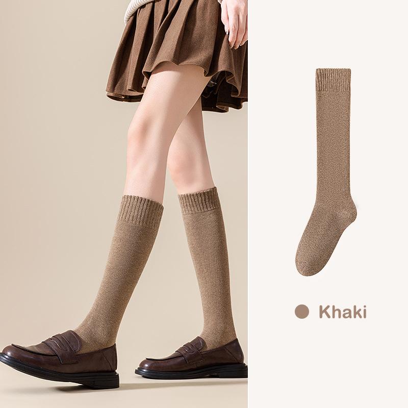 Winter Warm Long Socks Tube Thick High Tube Over Knee Knee-Length Hosiery Socks Terry Solid Color Women Thicken Calf Socking