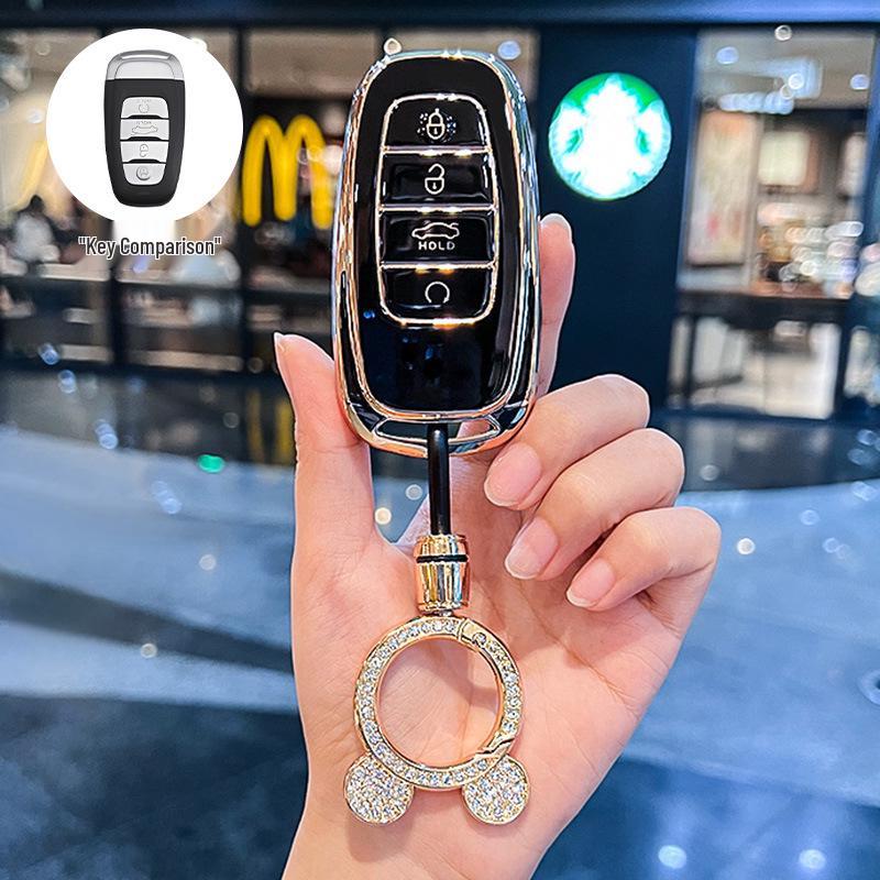 Premium Key Cover for Hongqi H5, HS5, H6, HS3, H9, HS6, EQM5, HS7 - Elegant Car Shell Buckle