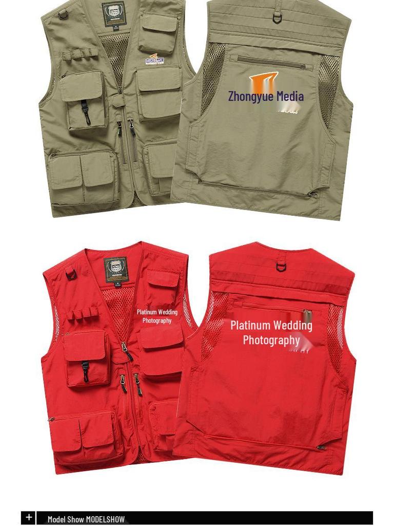 Customizable Multi-Pocket Photography Vest: Tactical Workwear for Directors, Reporters, and Media Professionals