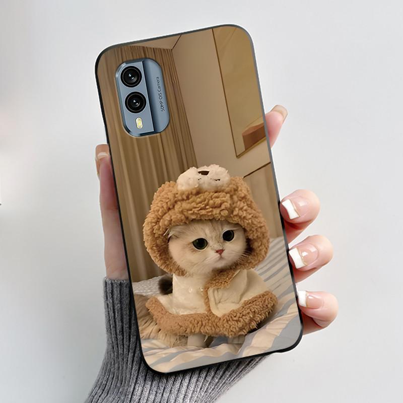 Casing For Nokia X30 5G Case Aesthetic Fashion Cute Cat Astronaut Cartoon Black Silicone Soft Shockproof Phone Case Back Cover