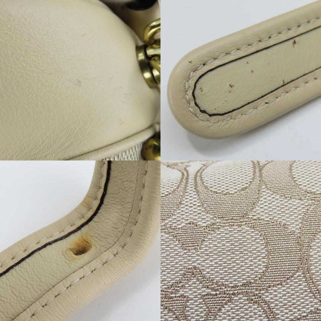 Used COACH Shoulder Bag Soft Tabby Hobo C6659 Signature Leather/canvas Ivory Beige
