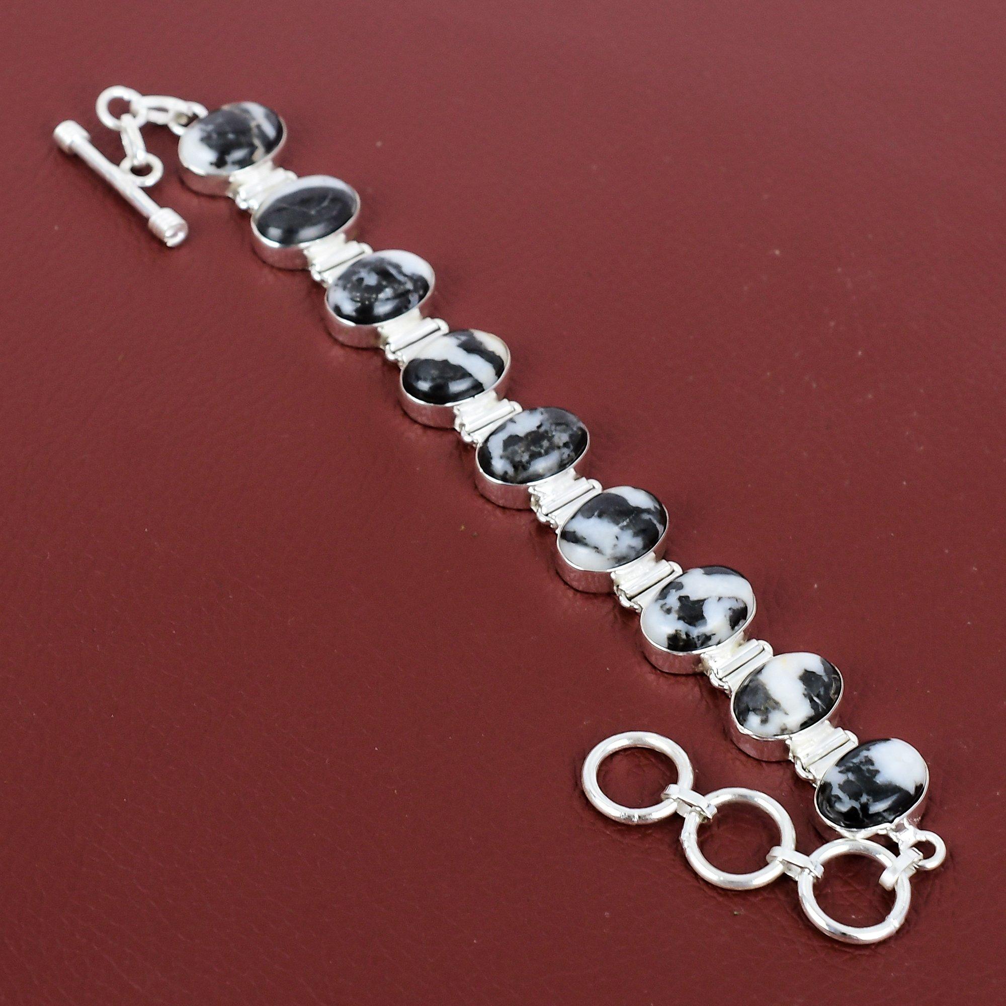 White Buffalo Turquoise Bracelet Natural Gemstone Bracelet 925 Sterling Silver Bracelet Adjustable Chain Bracelet Handmade Elegant Bracelet Adjustable