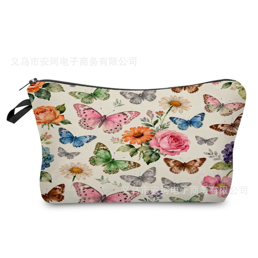 Butterfly Printing Makeup Bag, Nail Polish Storage Bag, Washable Toilet Bag for Daily Travel