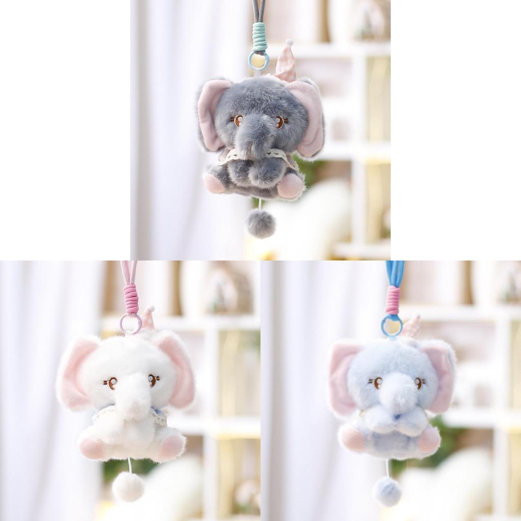 Plüschelefant mit Satin-Schal für Mädchen, Geschenk und Taschen-Schlüsselanhänger-Dekoration