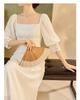 2026 Spring/Summer Luxury Chinese Style White Slimming Lace Dress for Women - P0109