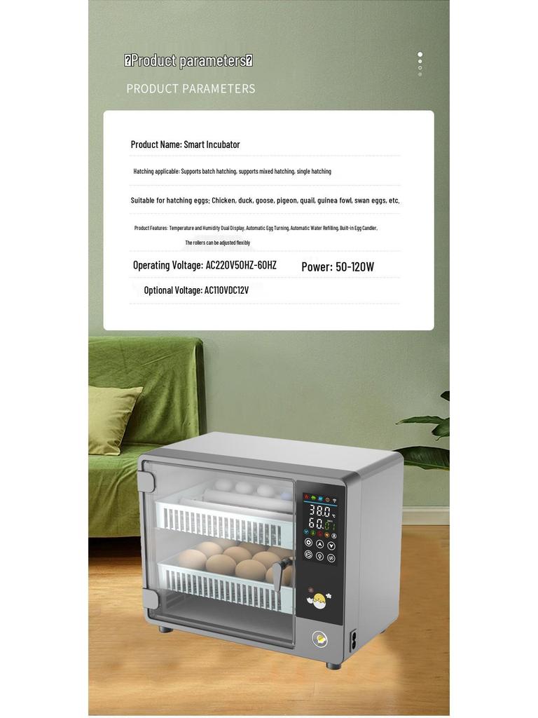 Lu Ding Smart Home Incubator for Chickens, Ducks, Quails, and Pigeons - Fully Automatic