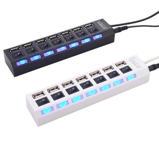7-Port USB 2 High Speed Adapter HUB Splitter EIN/AUS-Schalter für Laptop-PC