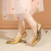 Rhinestone Butterfly Knot Stiletto Sandals Women's Fashion Pointy Shallow Mouth Line with Anti-slip Wear Heels