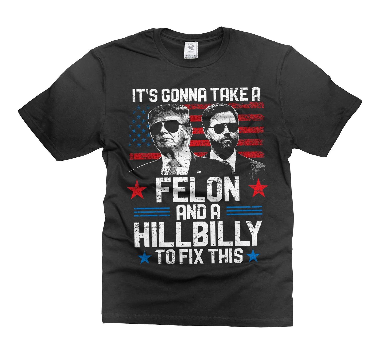 

Trump Vance Shirt Felon Hillbilly Shirt Funny Political Gifts Republican Gifts 2XL