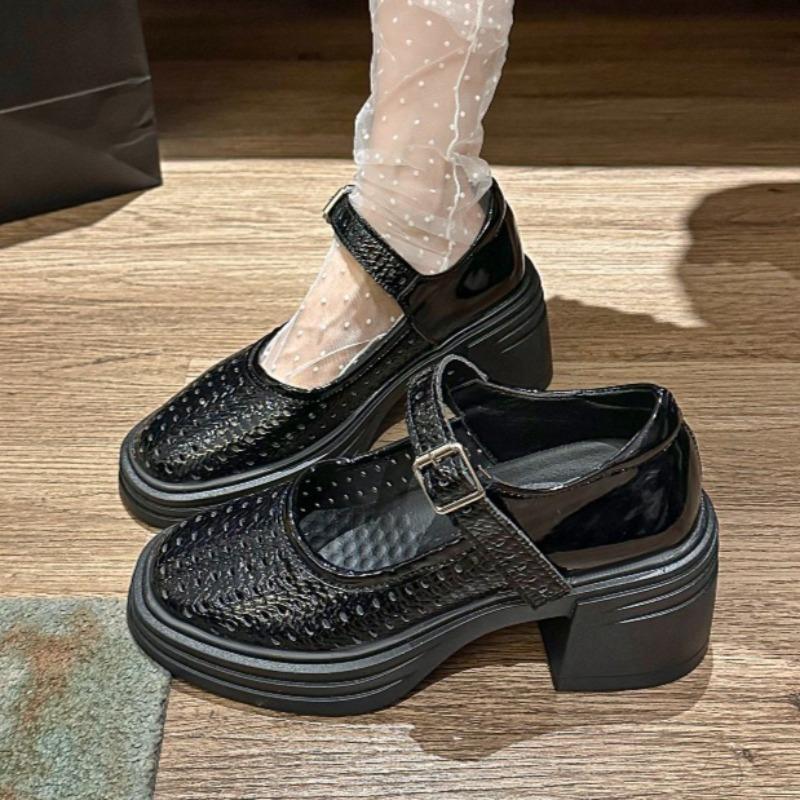 

Модные туфли-лоферы на высоком каблуке с вырезами, женские, модные туфли на толстом каблуке с мелким вырезом, летние новые тренды 2025, туфли-лодочки, дизайнерские сандалии, вечерние туфли, zapatos 39 чёрный