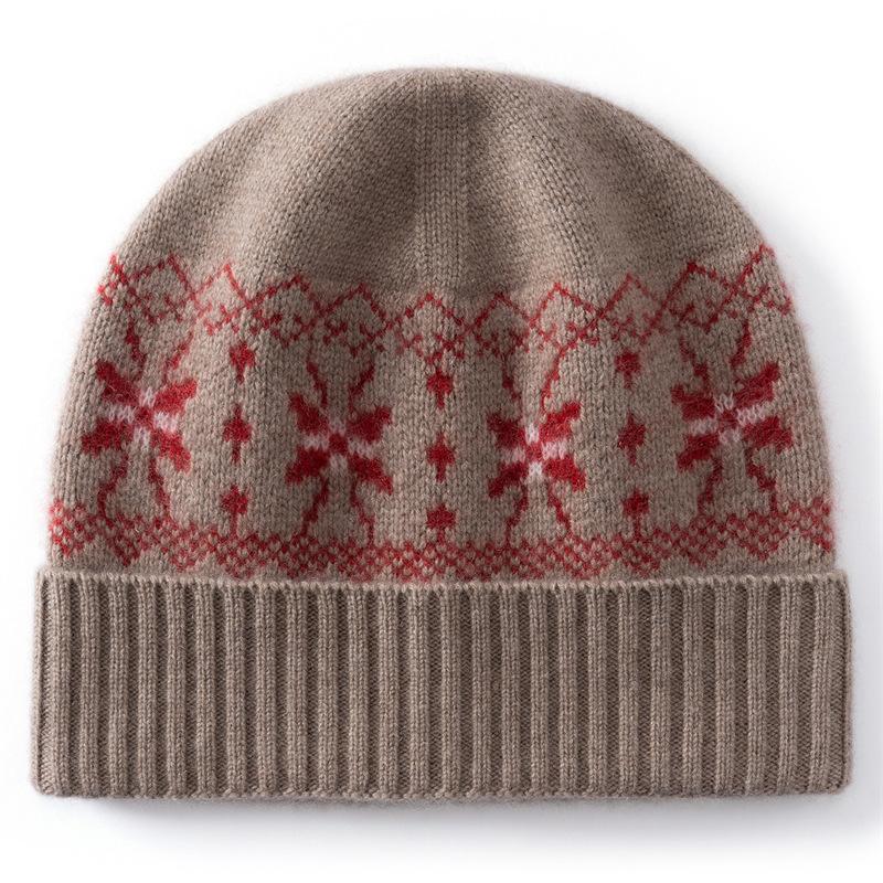 Fair Island Wind Jacquard Kaschmir Mütze Verdickte Strickmütze Herren und Damen Herbst und Winter Riesiger Thermischer Ohrschützer Wollmütze