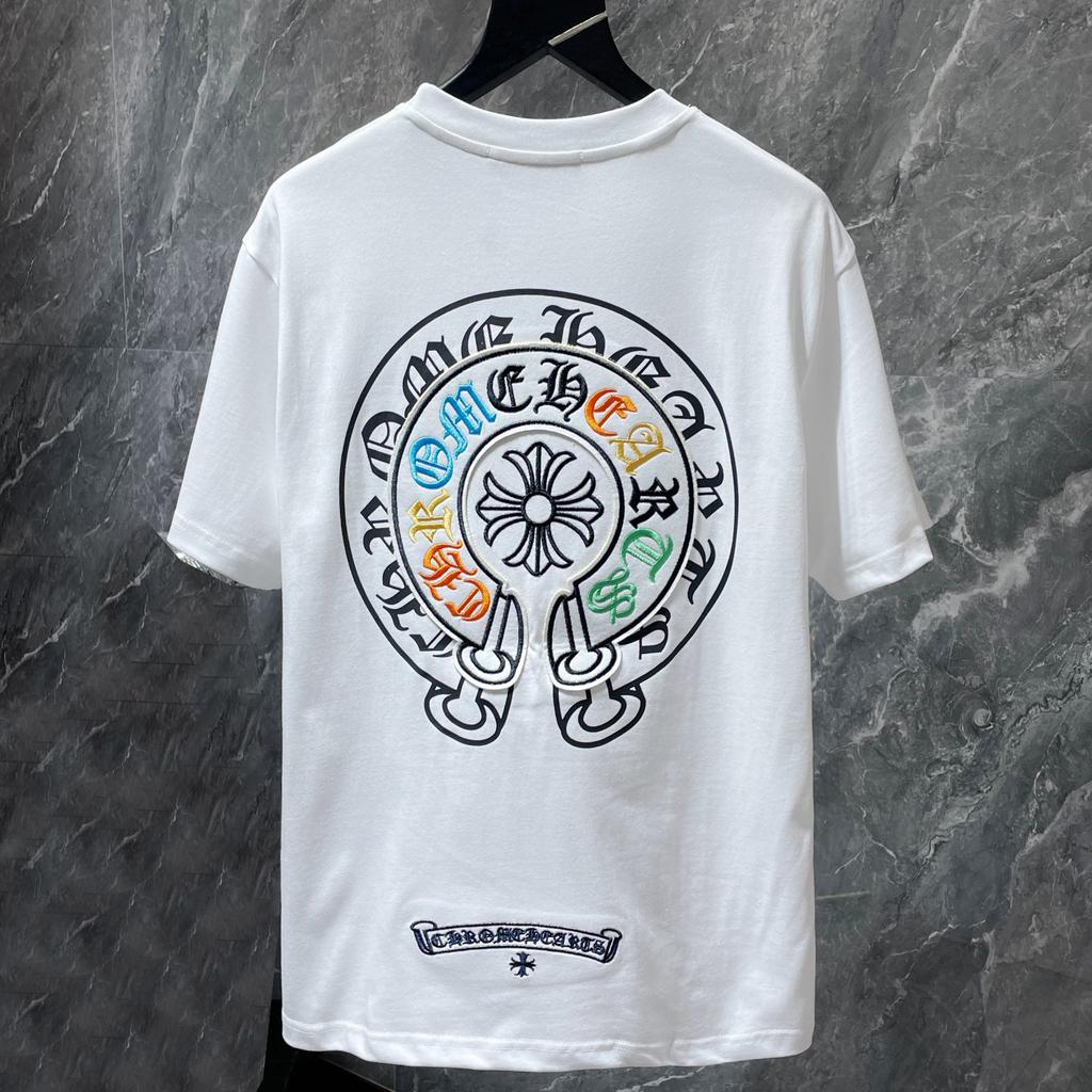 8719 CHROME HEARTS Sommar 2026 Ny Högkvalitativ Bomull Rund Hals Lös Stor Storlek Herr- och Dam-T-shirt Par-T-shirt