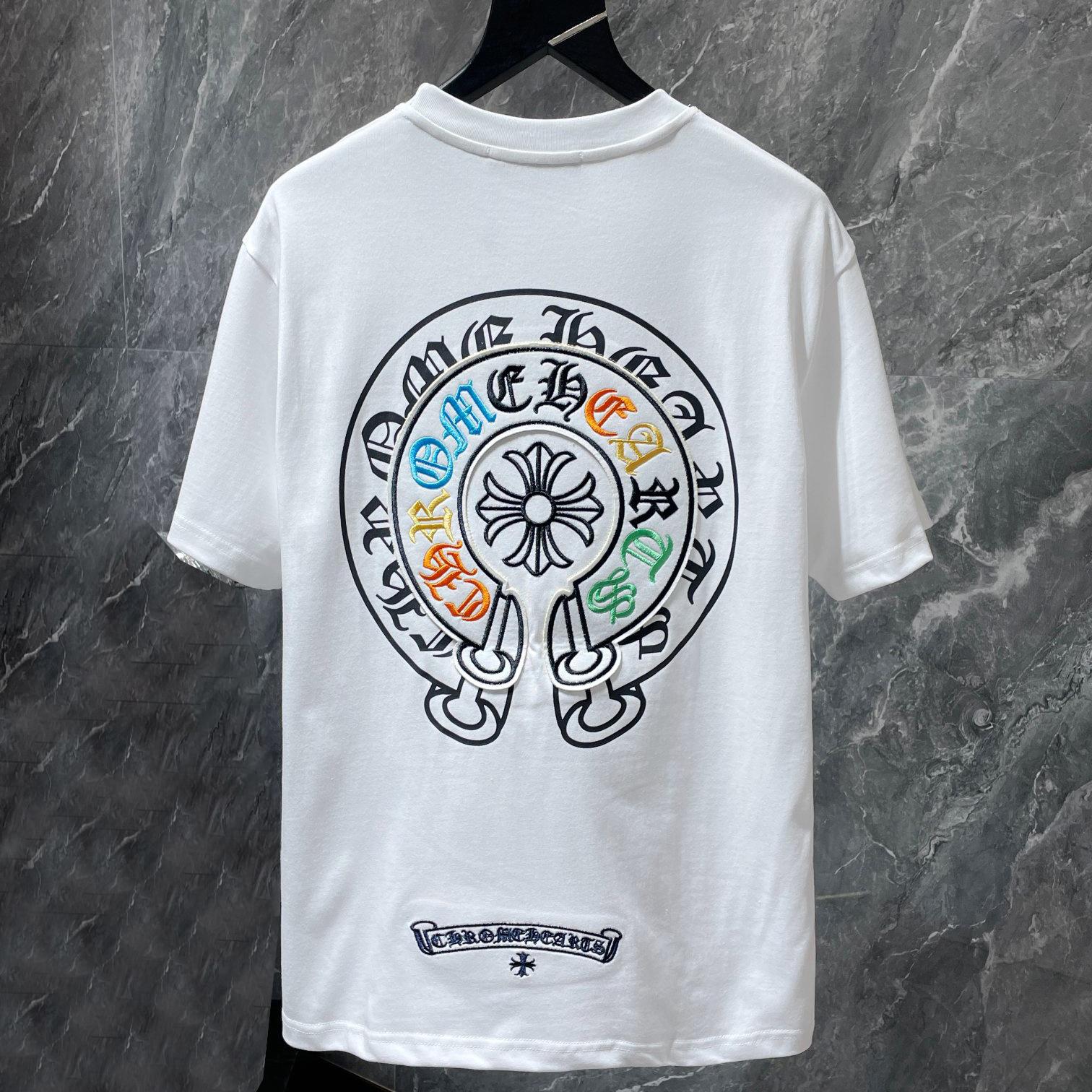 

8719 CHROME HEARTS 2026 Літній Новий Високоякісний Бавовняний З Круглим Вирізом Вільний Великий Розмір Чоловіча та Жіноча Футболка Футболка для Пари M білий