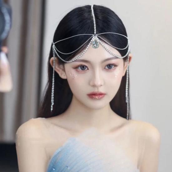 Forehead Chain Water Drop Pendant Decoration Adjustable Head Circumference Forehead Chain Hair Accessory