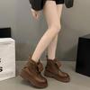 Thick-soled Martin boots short leather boots women's 2024 new polished retro small height-increasing short autumn and winter rhubarb boots