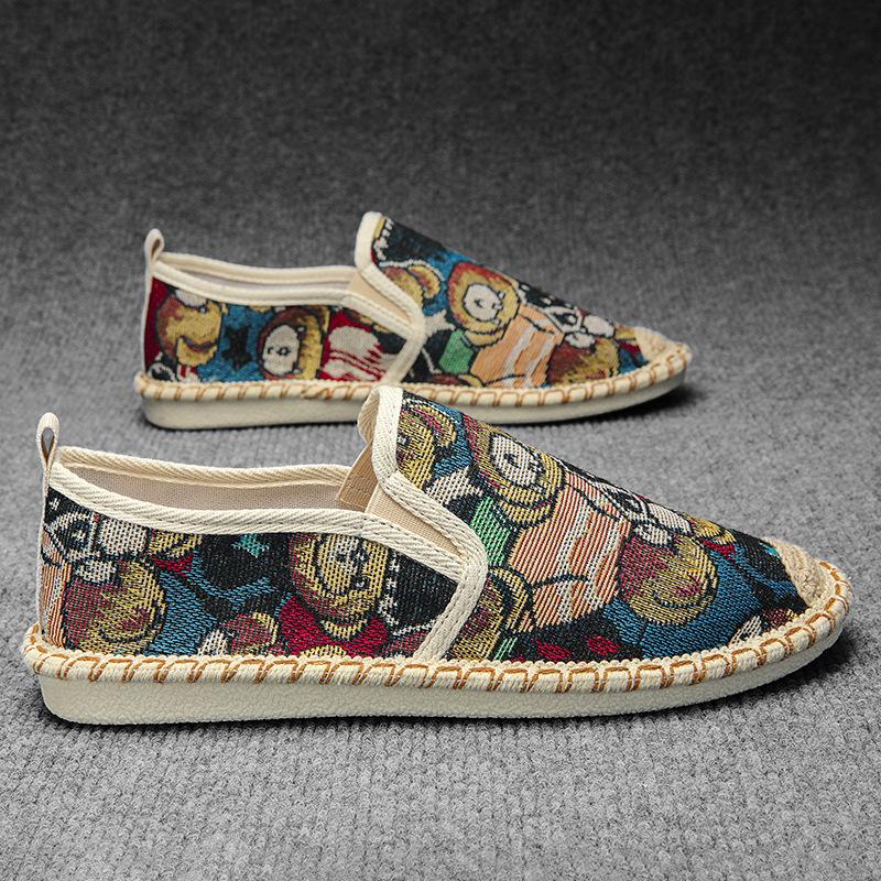 

Summer canvas men s shoes 2025 new casual board shoes one-pedal old Beijing cloth shoes lazy fisherman versatile trendy shoes 44 синій