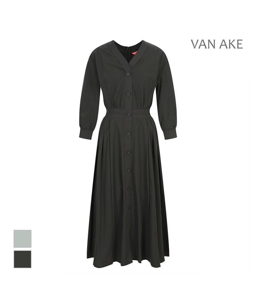 VANAKE V-Neck Button Dress_Vb44Opud07Z