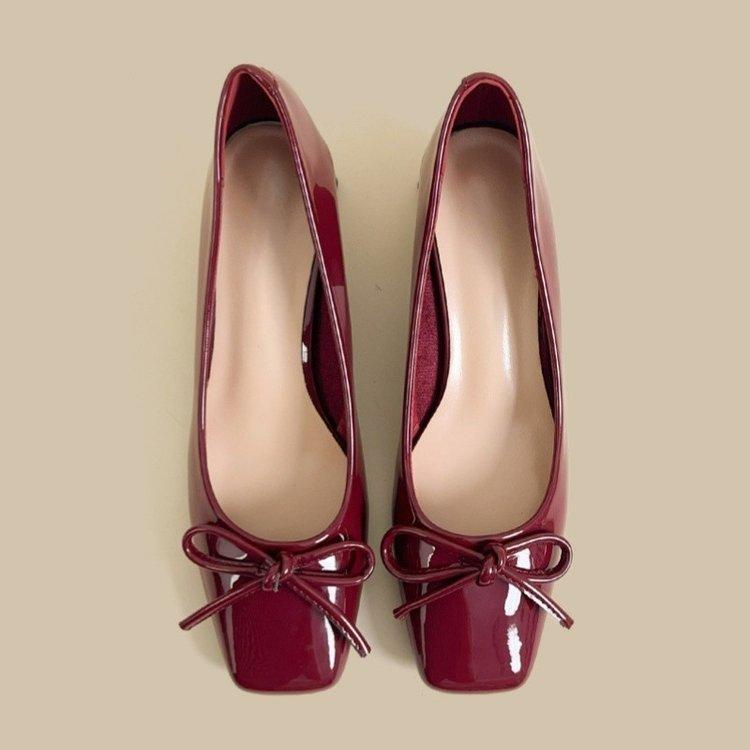 Women's Solid Color Classic Shallow High Heels Spring and Autumn Fashionable Elegant Mary Jane Shoes Women's Thick Heel Design
