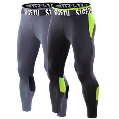 HANMUY Compression Power Stretch Underwear Compression Tights of Men's Tights, Mesh, Sweat-Wicking, Quick-Drying, (Set 2), Black/Green/Gray/Black