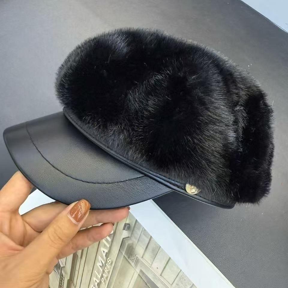 Autumn and Winter Rabbit Fur Cap New Warm Temperament Versatile Painter Beret