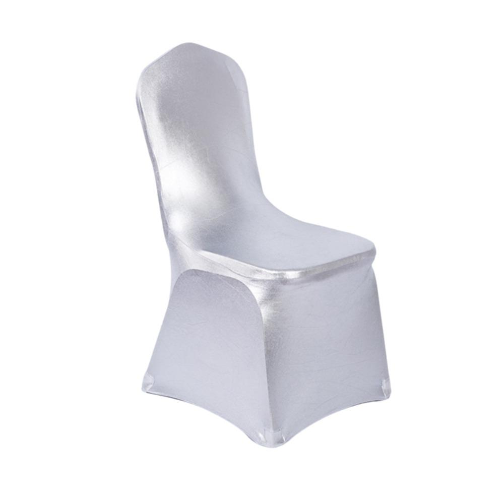 Washable Hot-Stamped Stretch Chair Cover Full Cover Seat Cover Restaurant Solid Silver