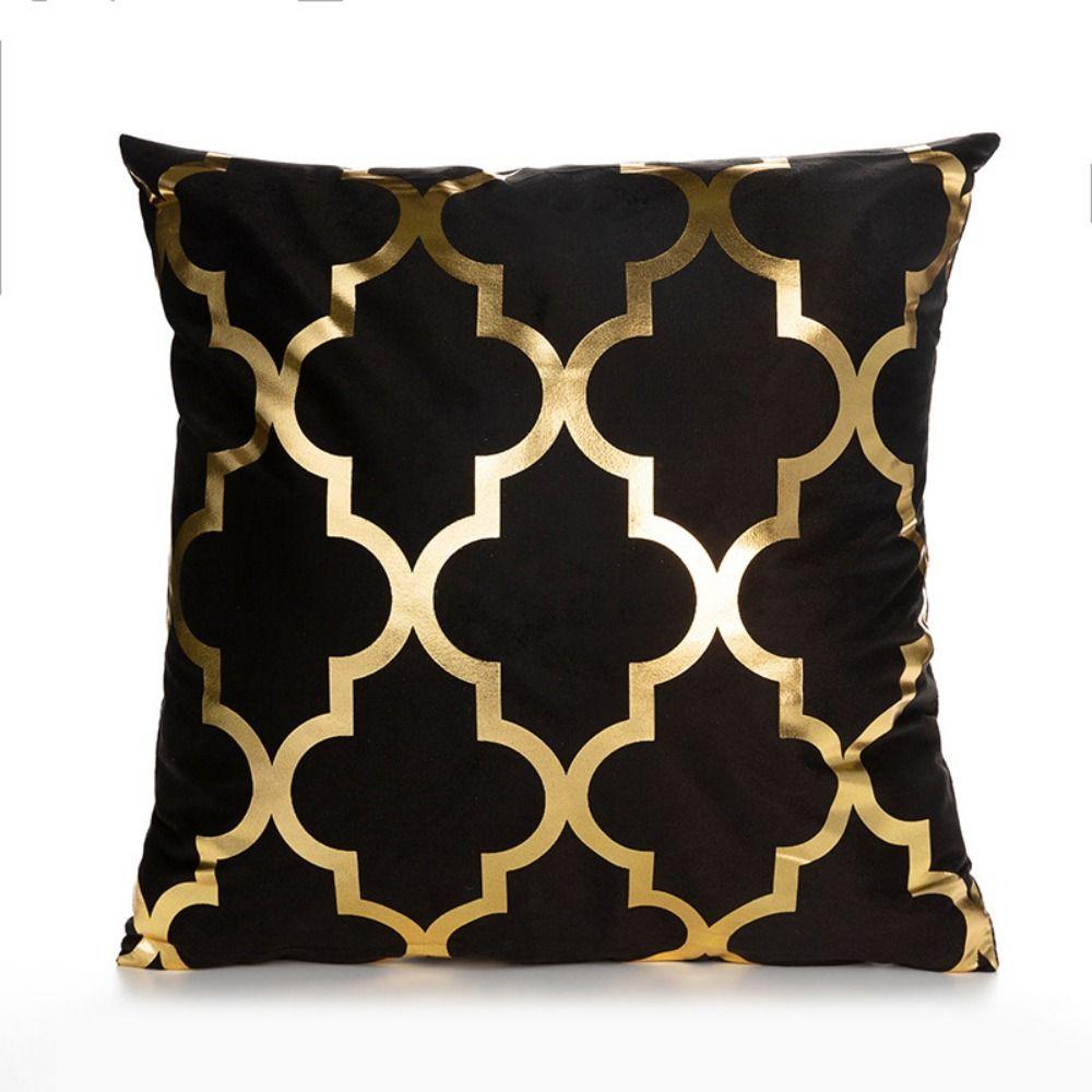 Golden Geometric Cushion Cover Square Pillowcase Comfortable Pillow Cover  Home