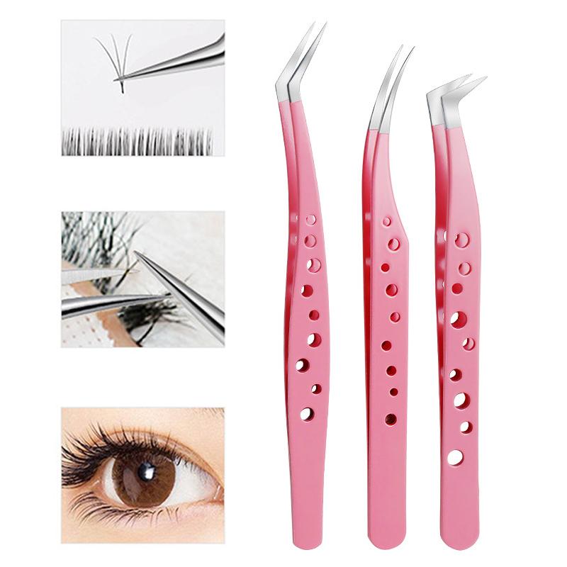 Multifunctional Tweezers Stainless Steel Eyelash Tweezers Grafting False Eyelash Patches False Eyelash Aids Portable Tweezers