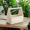 Scatola portaoggetti con manico, grande capacità, design aperto e portatile, texture legno, organizer durevole, per scrivania e souvenir