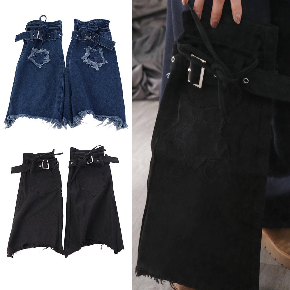 Denimstoff Trompetenbein-Abdeckungen mit Sternen Lange Strümpfe Trendige Y2K Denim Beinstulpen Cosplay
