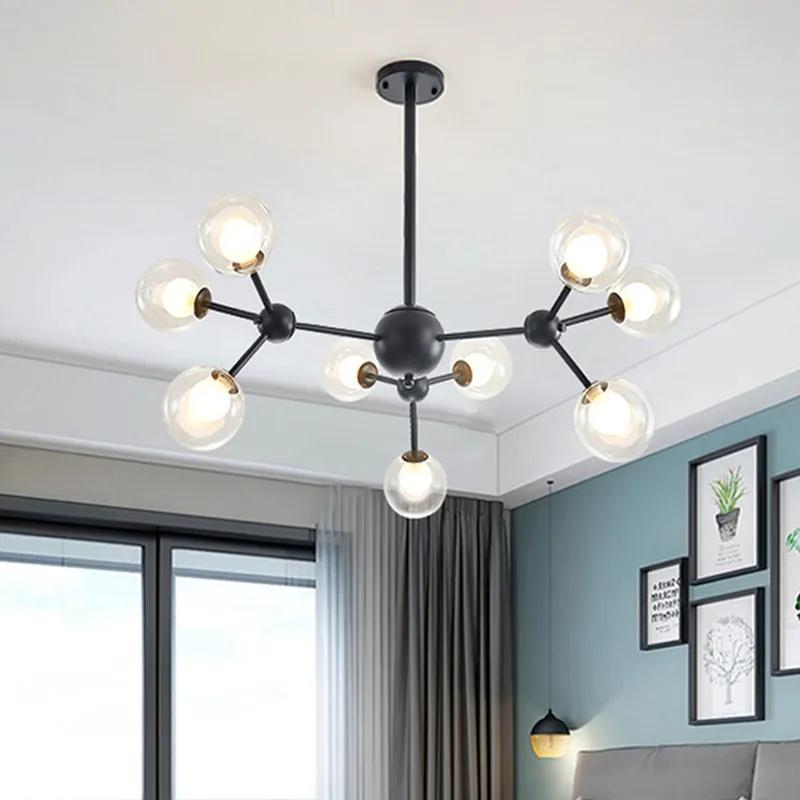 Nordic Industrial Molecular Chandeliers Home Black Sputnik Metal Ceiling Lamp for Dining Room Indoor Loft Bubble Pendant Lamp