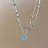Dainty Crystal Butterfly Zircon Necklace Sweet Temperament Double-layer Necklaces Elegant Forest Necklace Daily