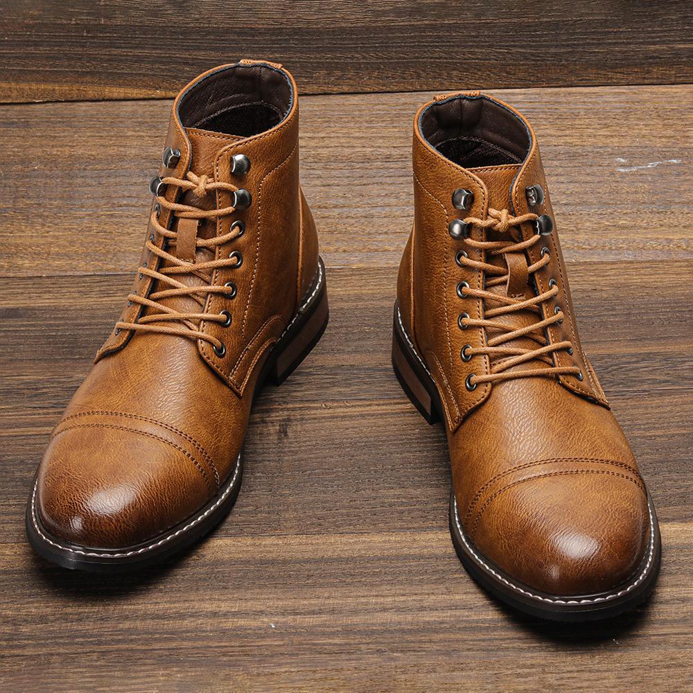 Bequeme Frühlings-Leder-Stiefeletten für Herren Mode Herrenstiefel