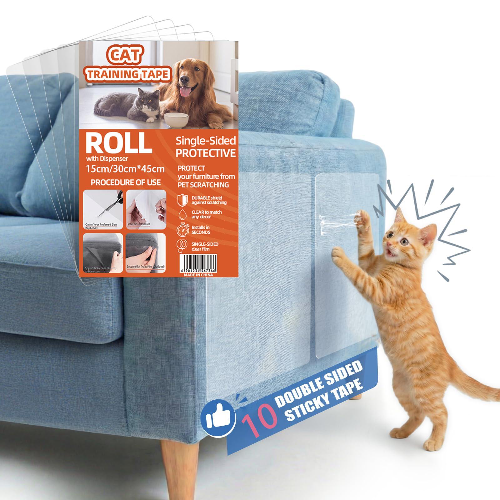 10pcs Cat Scratch Guard Tape - Clear Double-sided Furniture Protector For Sofas & Couches, Pet-proofing Deterrent Stickers 15cm x 45cm